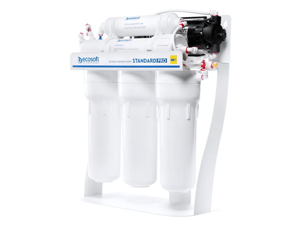 Ecosoft Standard Reverse Osmosis filter with mineralization and pump on metal rack - Image 2